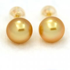 18K Gold Ohrringe und 2 Semi Barocke AustralianPerlen B und C 8.8 mm