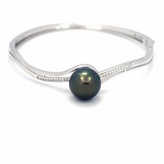 Sterling Silber Armband und 1 Runde TahitiPerle C 12.4 mm