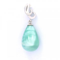 Sterling Silber Anhnger und 1 Larimar - 15 x 10.2 mm - 2.4 gr