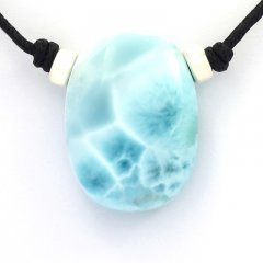 Baumwolle Halsband und 1 Larimar - 28 x 21 x 10 mm - 11.2 gr