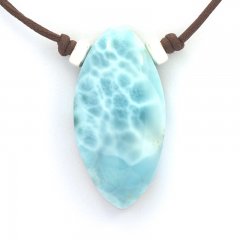 Baumwolle Halsband und 1 Larimar - 40 x 20 x 9.5 mm - 13.4 gr