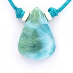 Baumwolle Halsband und 1 Larimar - 26 x 19 x 8.8 mm - 7.3 gr