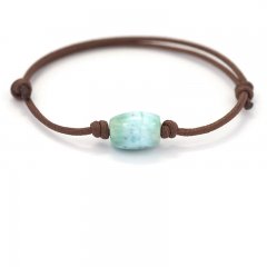 Baumwolle Armband und 1 Larimar - 12 x 9 mm - 2.3 gr