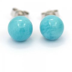 Silber Ohrringe und 2 Larimar - 8 mm - 1.6 gr