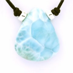 Baumwolle Halsband und 1 Larimar - 30 x 25 x 9.8 mm - 12.4 gr