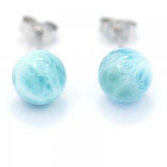 Silber Ohrringe und 2 Larimar - 8.1 mm - 1.6 gr