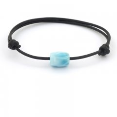 Leder Armband und 1 Larimar - 11.5 x 8.7 mm - 1.3 gr