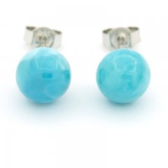 Silber Ohrringe und 2 Larimar - 8.2 mm - 1.7 gr