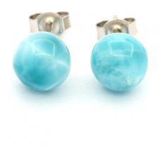 Silber Ohrringe und 2 Larimar - 8.3 mm - 1.7 gr