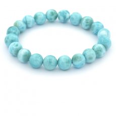 Armband aus 20 Larimar-Perlen 9 bis 9.5 mm - 15 cm - 22.5 gr