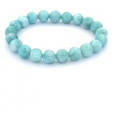 Armband aus 21 Larimar-Perlen - 8.5 bis 8.8 mm - 15.5 cm - 19.5 gr