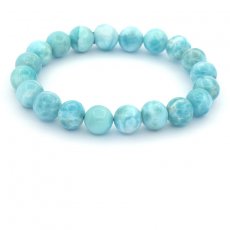 Armband aus 20 Larimar-Perlen 9 bis 9.4 mm - 15 cm - 21.8 gr