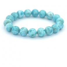 Armband aus 18 Larimar-Perlen - 11 bis 11.2 mm - 16 cm - 35.5 gr