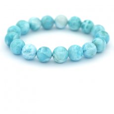 Armband aus 17 Larimar-Perlen - 11.6 bis 12.1 mm - 16 cm - 41.5 gr