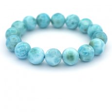 Armband aus 16 Larimar-Perlen - 13 bis 13.2 mm - 17 cm - 52 gr