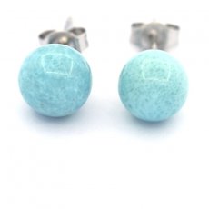 Silber Ohrringe und 2 Larimar - 8.3 mm - 1.7 gr