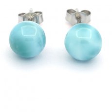 Silber Ohrringe und 2 Larimar - 8.5 mm - 1.9 gr