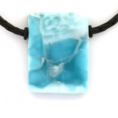 Leder Halsband und 1 Larimar - 33 x 25 x 10 mm - 19 gr