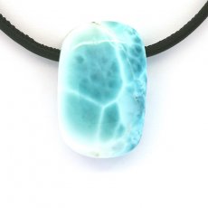 Leder Halsband und 1 Larimar - 33 x 21 x 10 mm - 14.8 gr