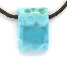 Leder Halsband und 1 Larimar - 32 x 23 x 9 mm - 15.5 gr