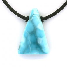 Baumwolle Halsband und 1 Larimar - 35 x 24 x 9.5 mm - 11.7 gr