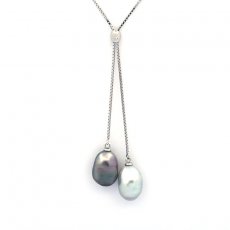 Sterling Silber Halsband und 2 Tahiti Keishi