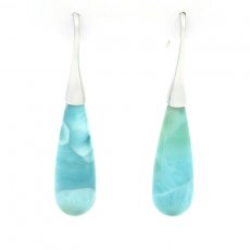 Silber Ohrringe und 2 Larimar - 30 x 10 mm - 4.6 gr