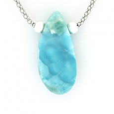 Sterling Silber Halsband und 1 Larimar - 33 x 15 x 9 mm - 8.3 gr