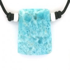 Leder Halsband und 1 Larimar - 32 x 23 x 8 mm - 13.2 gr