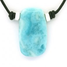 Leder Halsband und 1 Larimar - 35 x 20 x 8 mm - 11.9 gr