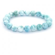 Armband aus 20 Larimar-Perlen - 9.5 bis 9.7 mm - 16 cm - 25.8 gr