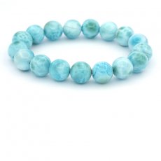 Armband aus 17 Larimar-Perlen - 11.7 bis 12.2 mm - 17 cm - 41.3 gr