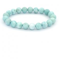 Armband aus 21 Larimar-Perlen - 8.5 bis 8.8 mm - 16 cm - 19.5 gr