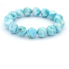 Armband aus 16 Larimar-Perlen - 12.7 bis 13 mm - 18 cm - 50.9 gr