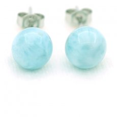 Silber Ohrringe und 2 Larimar - 8.5 mm - 1.9 gr