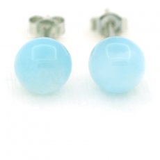 Silber Ohrringe und 2 Larimar - 8.7 mm - 1.9 gr