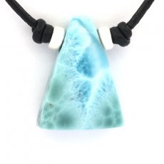 Leder Halsband und 1 Larimar - 24 x 18 x 8.5 mm - 5.7 gr