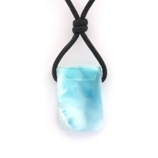 Leder Halsband und 1 Larimar - 22 x 15 x 9 mm - 6 gr