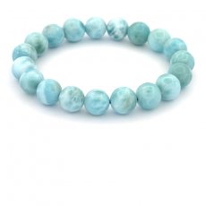 Armband aus 19 Larimar-Perlen - 9.8 bis 10.3 mm - 17.5 cm - 28.6 gr