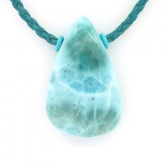 Baumwolle Halsband und 1 Larimar - 35.5 x 22 x 10 mm - 13.3 gr