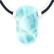 Leder Halsband und 1 Larimar - 32 x 18 x 8.5 mm - 10.5 gr