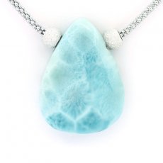 Sterling Silber Halsband und 1 Larimar - 27 x 20 x 7 mm - 6.8 gr