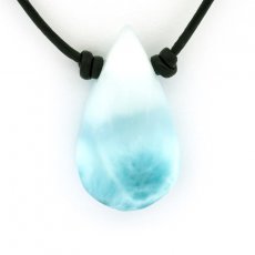 Leder Halsband und 1 Larimar - 34 x 19 x 8 mm - 7.9 gr