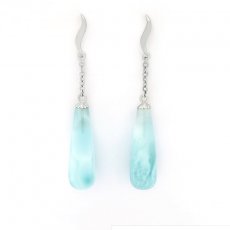 Silber Ohrringe und 2 Larimar - 22 x 7 mm