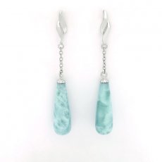 Silber Ohrringe und 2 Larimar - 22 x 7 mm